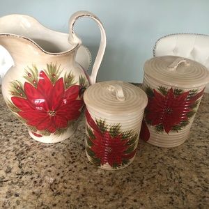 Christmas canister set with Pitcher